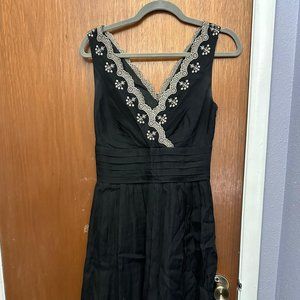 black fit and flair  past knee length dress